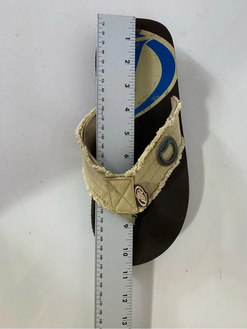MILLER LITE Sandals Men 8 Brown Canavas Thong Beige Logo Graphic